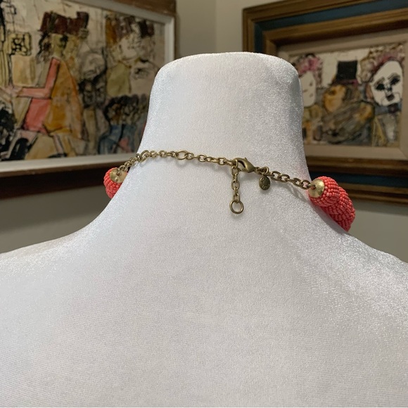 JCrew Factory Orbital Statement Beaded Necklace Beaded in Coral - Picture 4 of 8